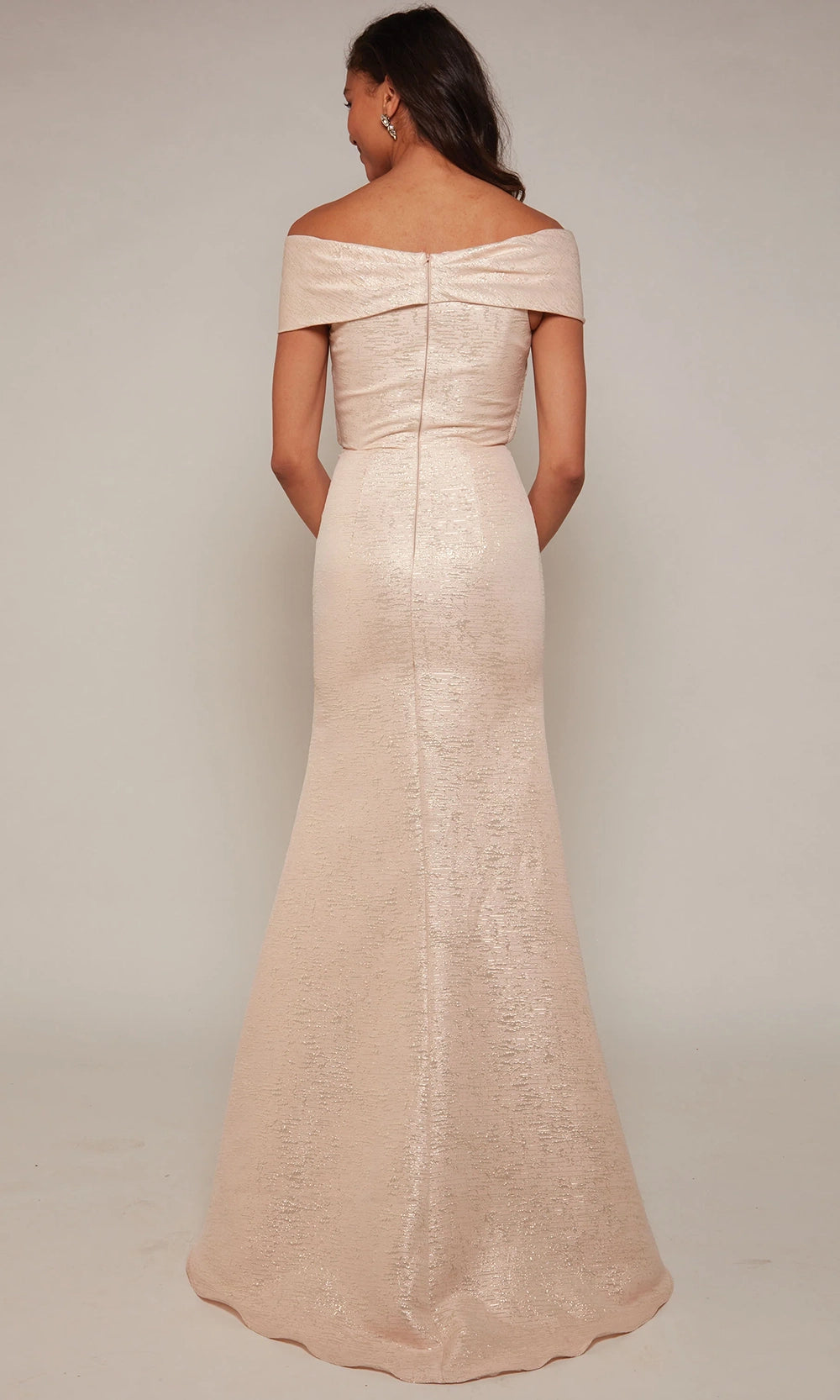 Alyce Paris 27613 - Twisted Off Shoulder Jacquard Gown - detail view