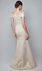 Alyce Paris 27613 - Twisted Off Shoulder Jacquard Dress - back view