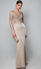 Alyce Paris 27615 - Beaded Lace Short Sleeve Crepe Dress - back view