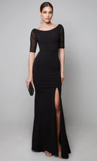 Alyce Paris 27628 - Elegant Sheath Dress with Beaded Sleeves - designer mother of the bride dress at Silhouette Dresses
