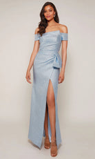 Alyce Paris 27639 - Jacquard Off Shoulder Sheath Gown - back view