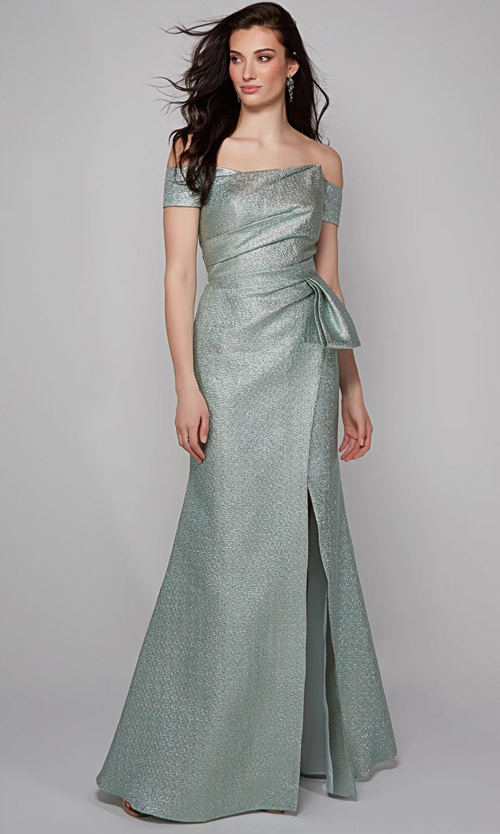Alyce Paris 27639 - Jacquard Off Shoulder Sheath Gown - detail view