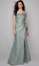 Alyce Paris 27639 - Jacquard Off Shoulder Sheath Gown - detail view