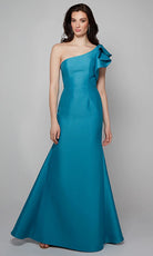 Alyce Paris 27641 - Asymmetric Mikado Gown with Shoulder Ruffle - view 5
