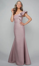 Alyce Paris 27641 - Asymmetric Mikado Gown with Shoulder Ruffle - view 6