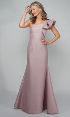 Alyce Paris 27641 - Asymmetric Mikado Gown with Shoulder Ruffle - designer mother of the bride dress at Silhouette Dresses