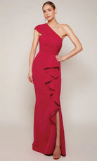 Alyce Paris 27646 - Ruffle One Shoulder Fitted Gown - detail view