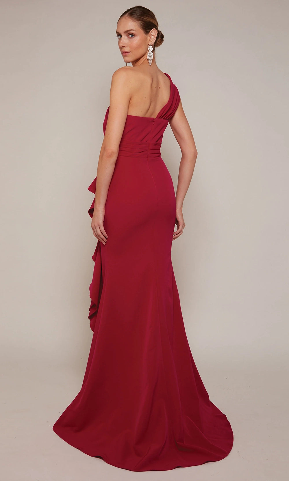 Alyce Paris 27646 - Ruffle One Shoulder Fitted Gown - back view