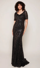 Alyce Paris 27668 - V-Neckline Sequin Mesh Formal Gown - designer mother of the bride dress at Silhouette Dresses