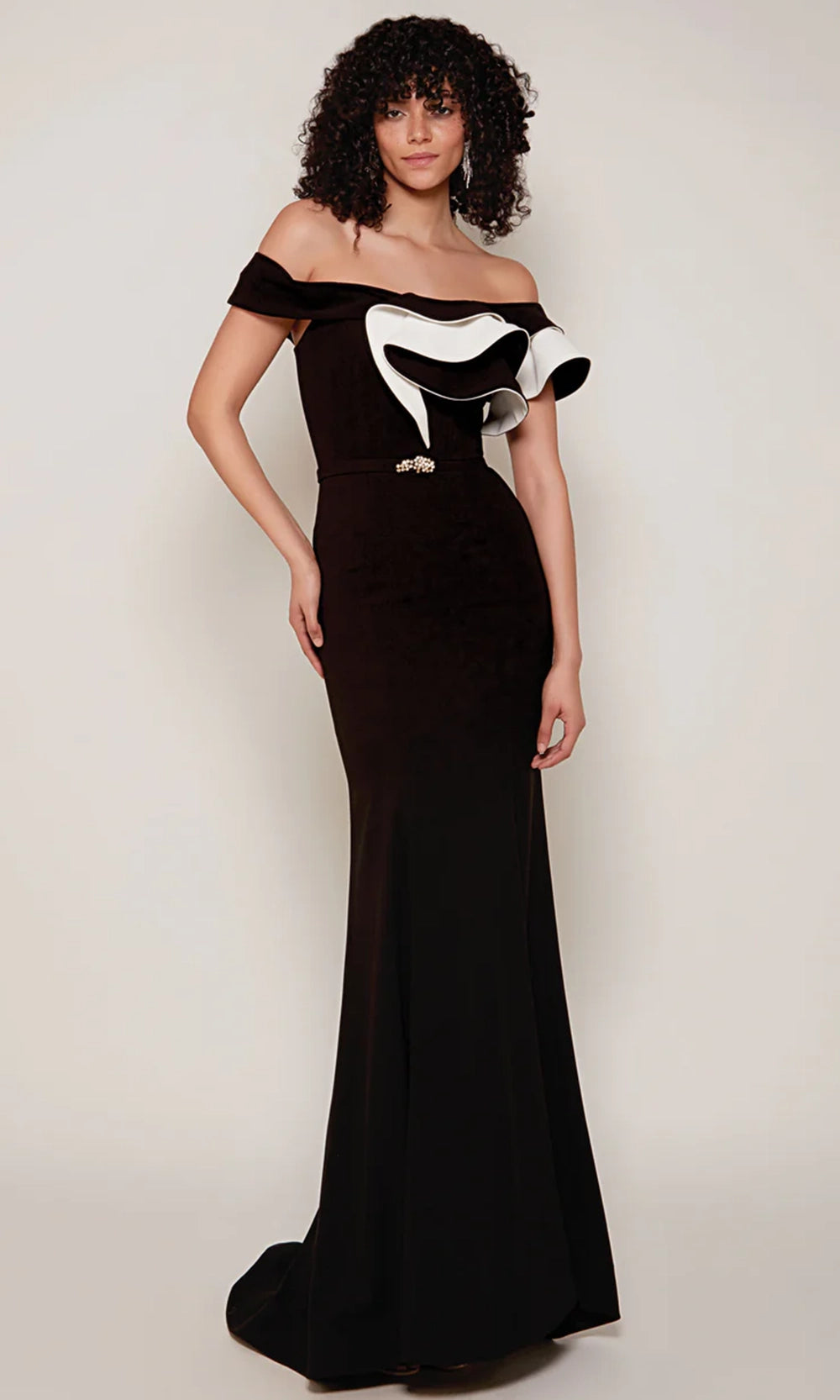 Alyce Paris 27672 - Off Shoulder Gown with Sculptural Ruffle - designer mother of the bride dress at Silhouette Dresses