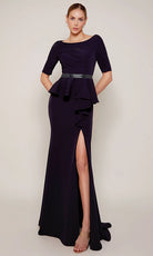 Alyce Paris 27679 - Beaded Belt Peplum Sheath Dress - designer mother of the bride dress at Silhouette Dresses