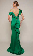 Alyce Paris 27691 - Ruffle Accent Luminous Satin Sheath Dress - back view