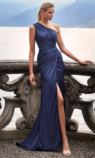 Alyce Paris 27697 - Ruched Ornate Asymmetric Long Gown - detail view