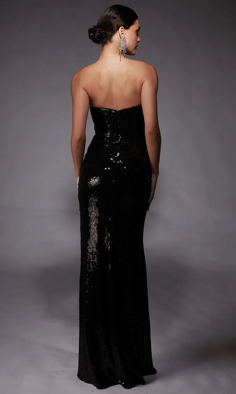 Alyce Paris 27704 - Strapless Cowl Sequin Gown with Slit - detail view