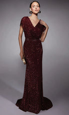 Alyce Paris 27708 - Short Sleeve Sequin Sheath Gown - designer prom dress at Silhouette Dresses