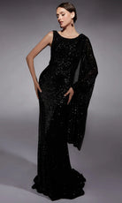 Alyce Paris 27718 - Sequin Ornate One Shoulder Cape Dress - designer mother of the bride dress at Silhouette Dresses