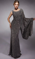 Alyce Paris 27718 - Sequin Ornate One Shoulder Cape Dress - detail view