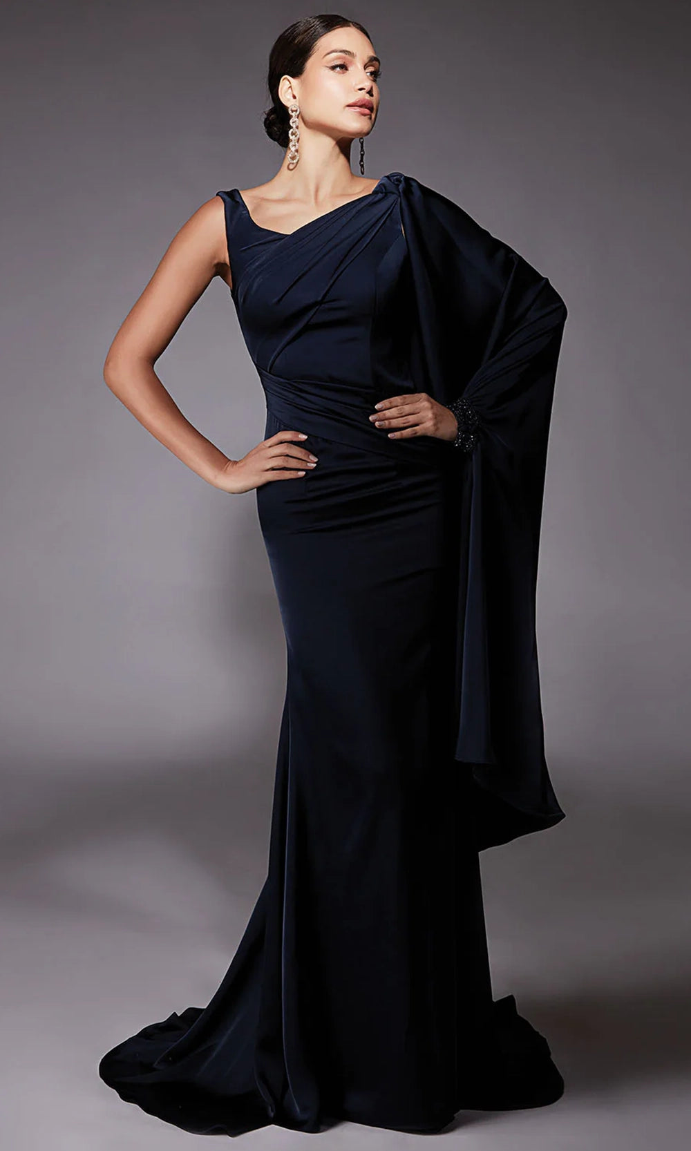 Alyce Paris 27722 - Satin One Shoulder Pleated Gown - back view