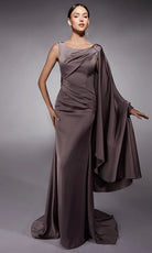 Alyce Paris 27722 - Satin One Shoulder Pleated Gown - designer evening gown at Silhouette Dresses