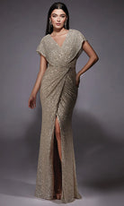 Alyce Paris 27729 - Glittering V-Neck Dress with Slit - back view