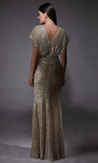 Alyce Paris 27729 - Glittering V-Neck Dress with Slit - detail view