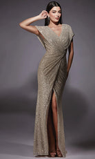 Alyce Paris 27729 - Glittering V-Neck Dress with Slit - view 4
