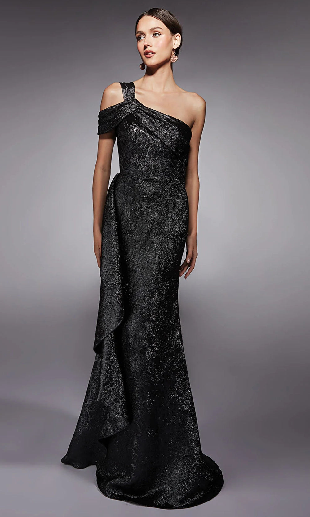 Alyce Paris 27734 - Cold Shoulder Jacquard Sheath Gown - designer prom dress at Silhouette Dresses