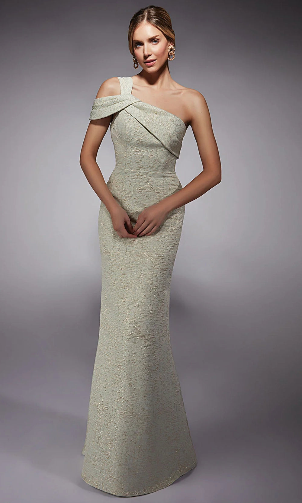 Alyce Paris 27749 - Cold Shoulder Jacquard Fitted Dress - back view