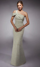 Alyce Paris 27749 - Cold Shoulder Jacquard Fitted Dress - back view