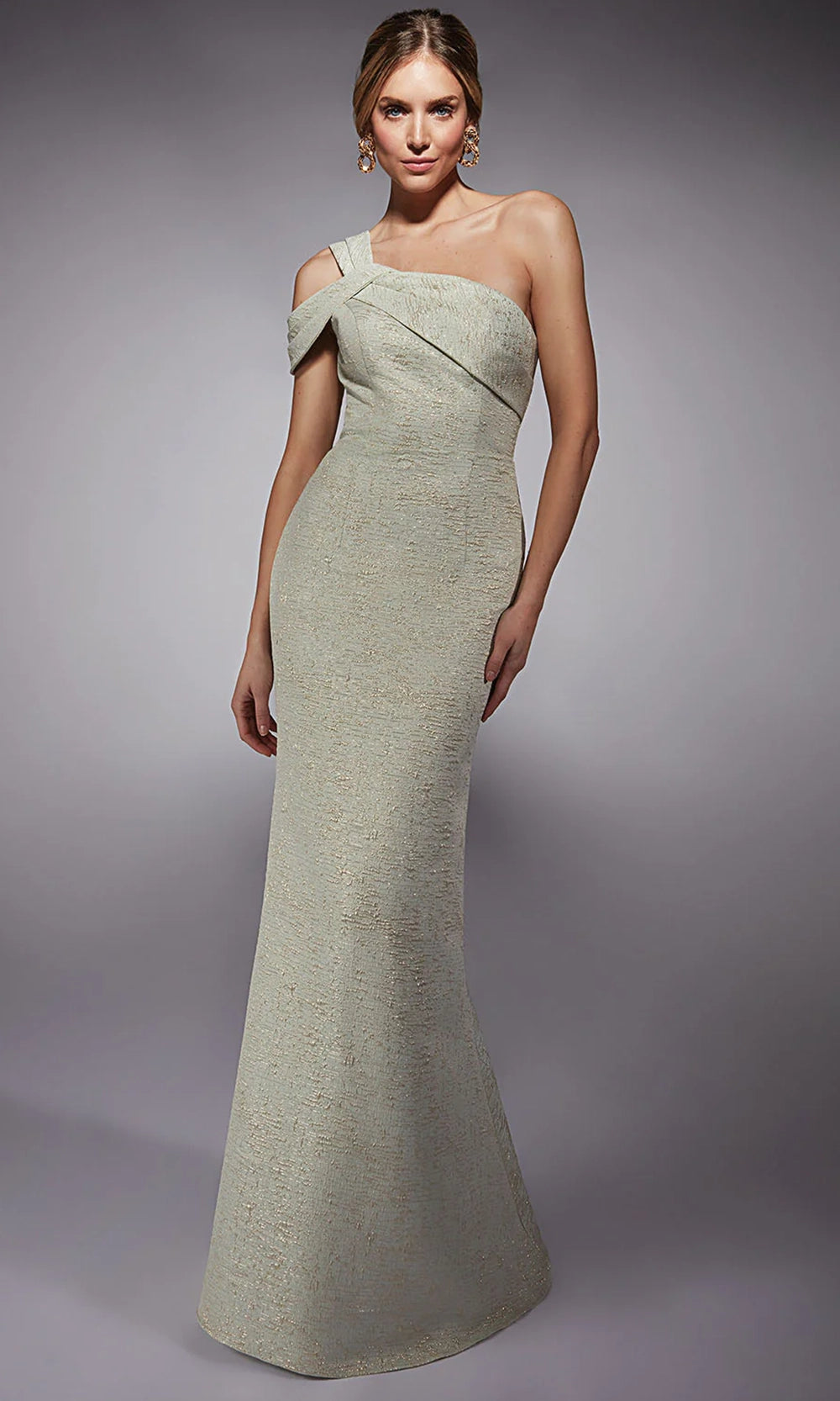Alyce Paris 27749 - Cold Shoulder Jacquard Fitted Dress - detail view