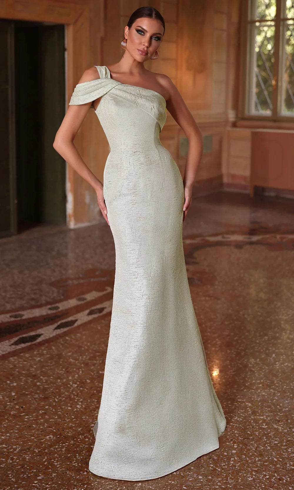 Alyce Paris 27749 - Cold Shoulder Jacquard Dress - designer formal gown at Silhouette Dresses