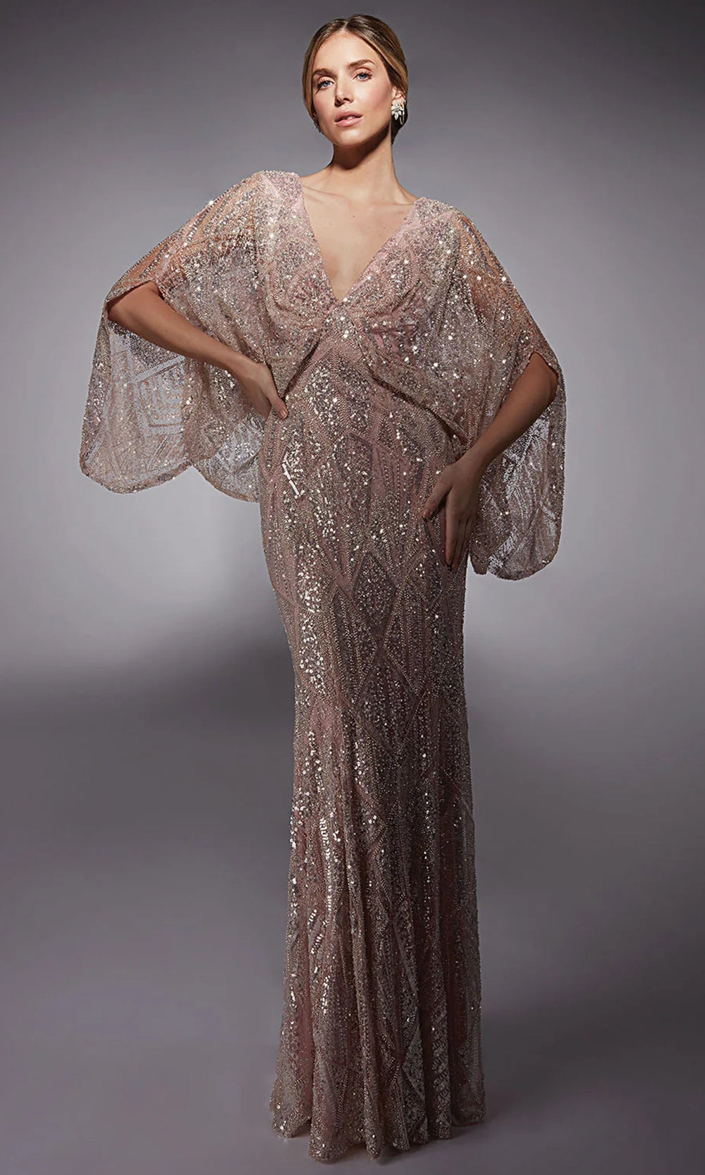 Alyce Paris 27756 - V-Neck Geometric Sequin Evening Dress - designer prom dress at Silhouette Dresses