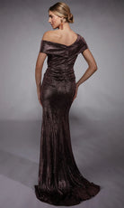 Alyce Paris 27762 - Metallic Jersey Asymmetric Sheath Dress - back view