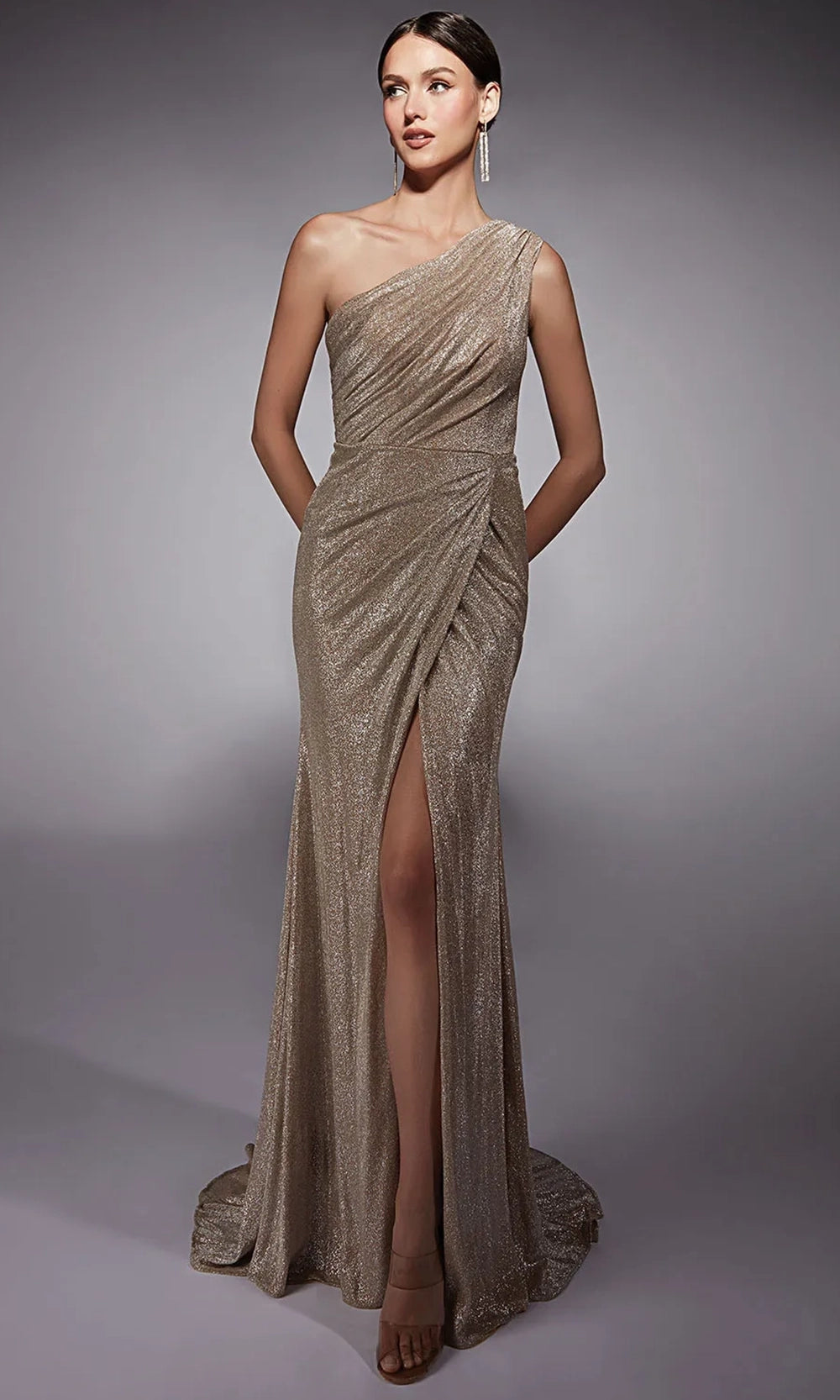 Alyce Paris 27763 - One-Shoulder Metallic Jersey Gown - designer prom dress at Silhouette Dresses