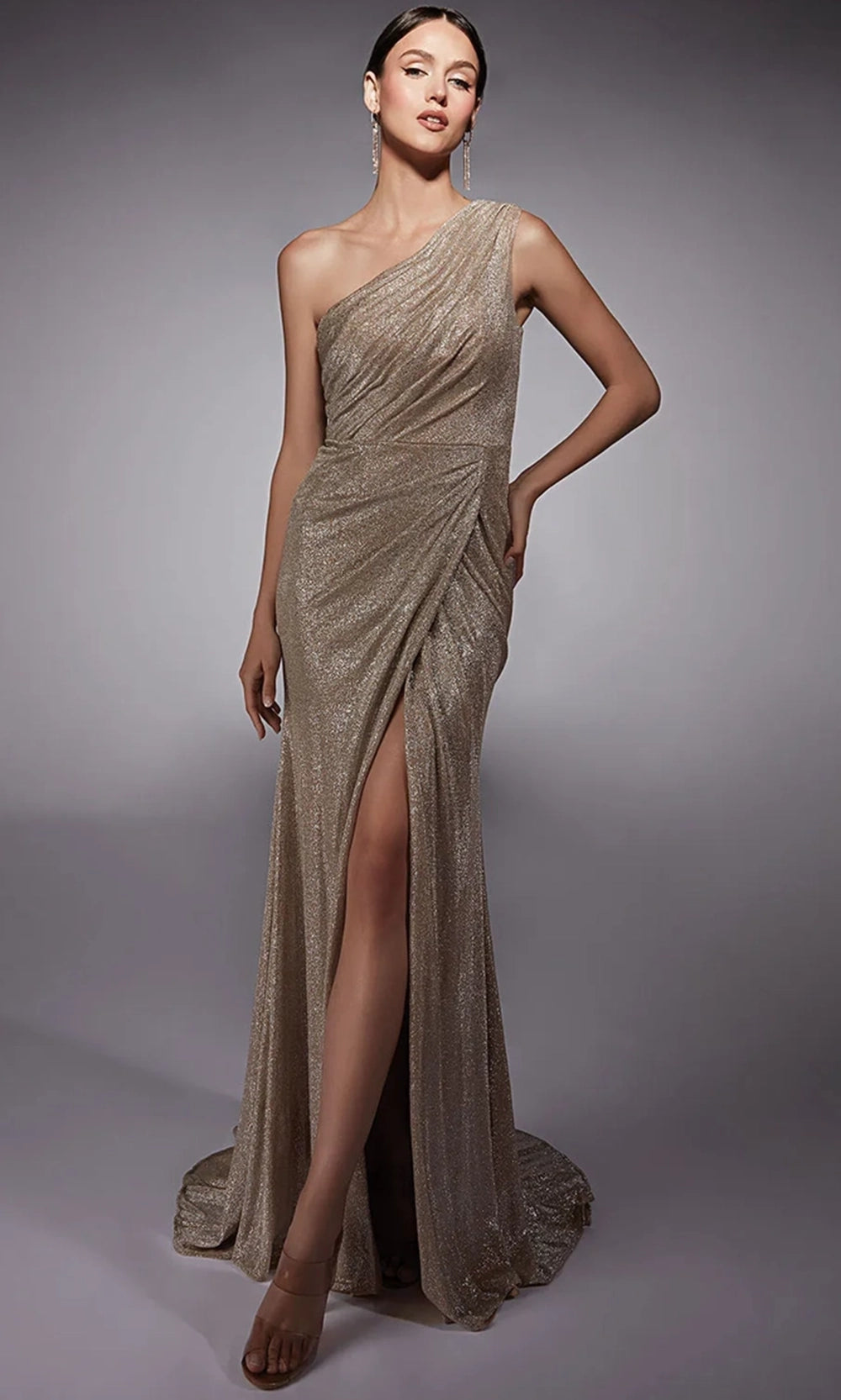 Alyce Paris 27763 - One-Shoulder Metallic Jersey Gown - back view