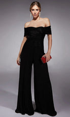 Alyce Paris 27768 - Crinkle Chiffon Off Shoulder Jumpsuit - designer evening gown at Silhouette Dresses
