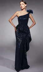 Alyce Paris 27770 - Beaded One Shoulder Peplum Gown - designer evening gown at Silhouette Dresses