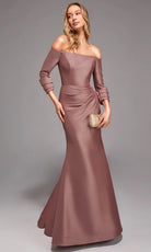 Alyce Paris 27782 - Off Shoulder Gown with Cuffed Sleeves - detail view