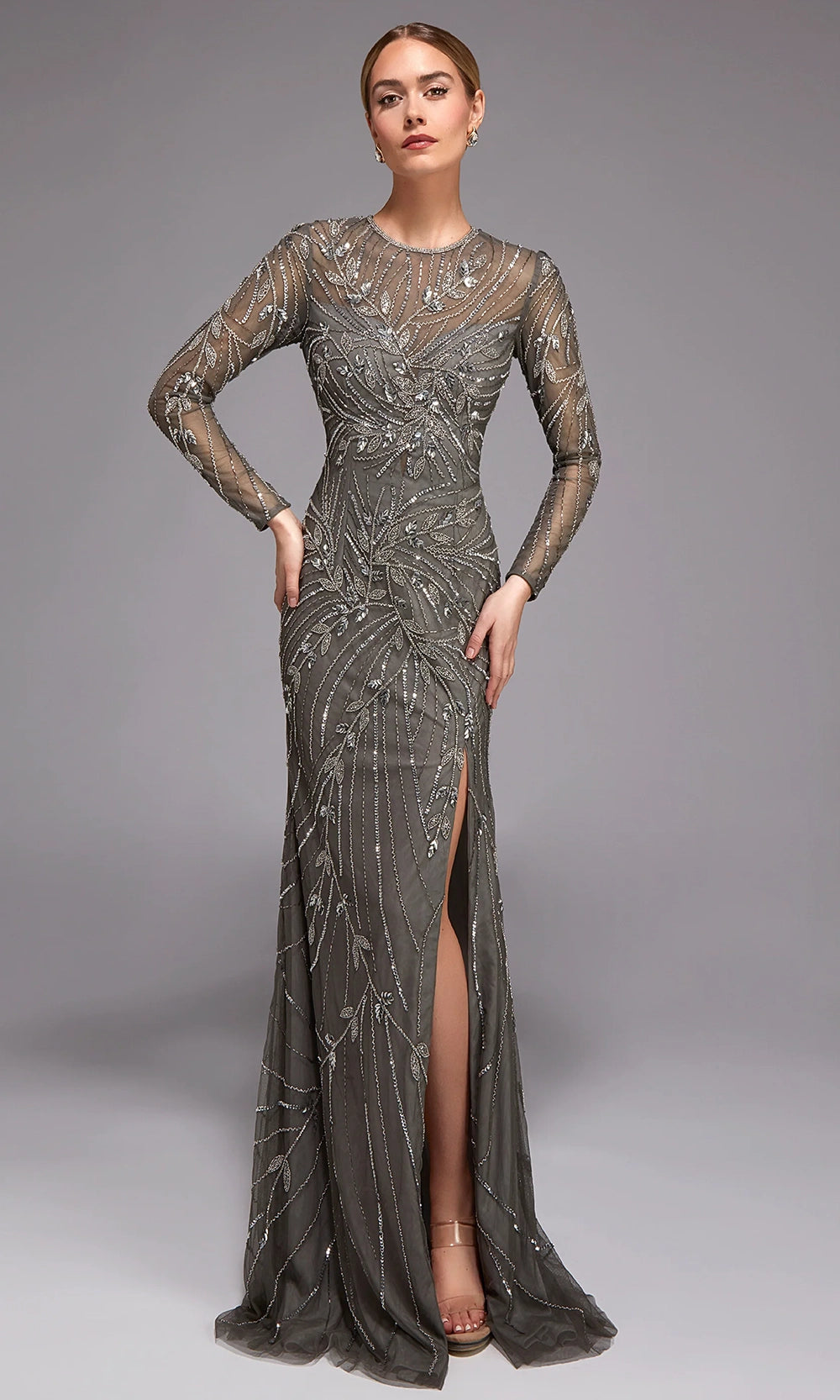 Alyce Paris 27801 - Beaded Illusion Sleeve Evening Gown - designer mother of the bride dress at Silhouette Dresses