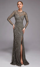 Alyce Paris 27801 - Beaded Illusion Sleeve Evening Gown - designer mother of the bride dress at Silhouette Dresses