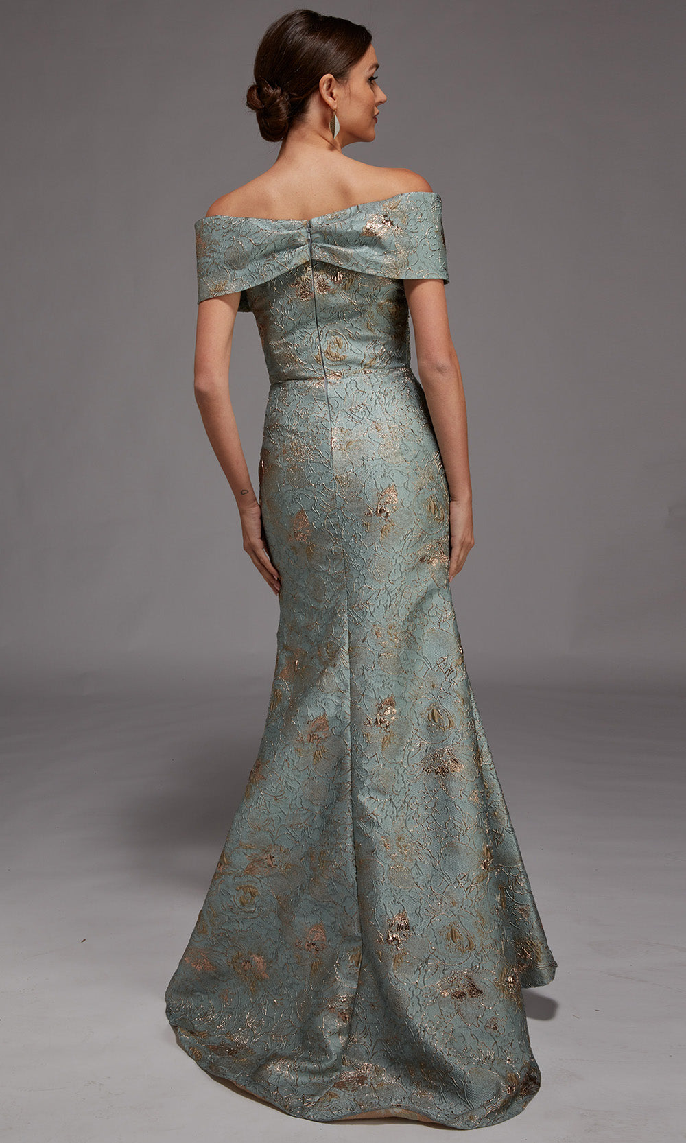 Alyce Paris 27802 - Off Shoulder Jacquard Gown - back view