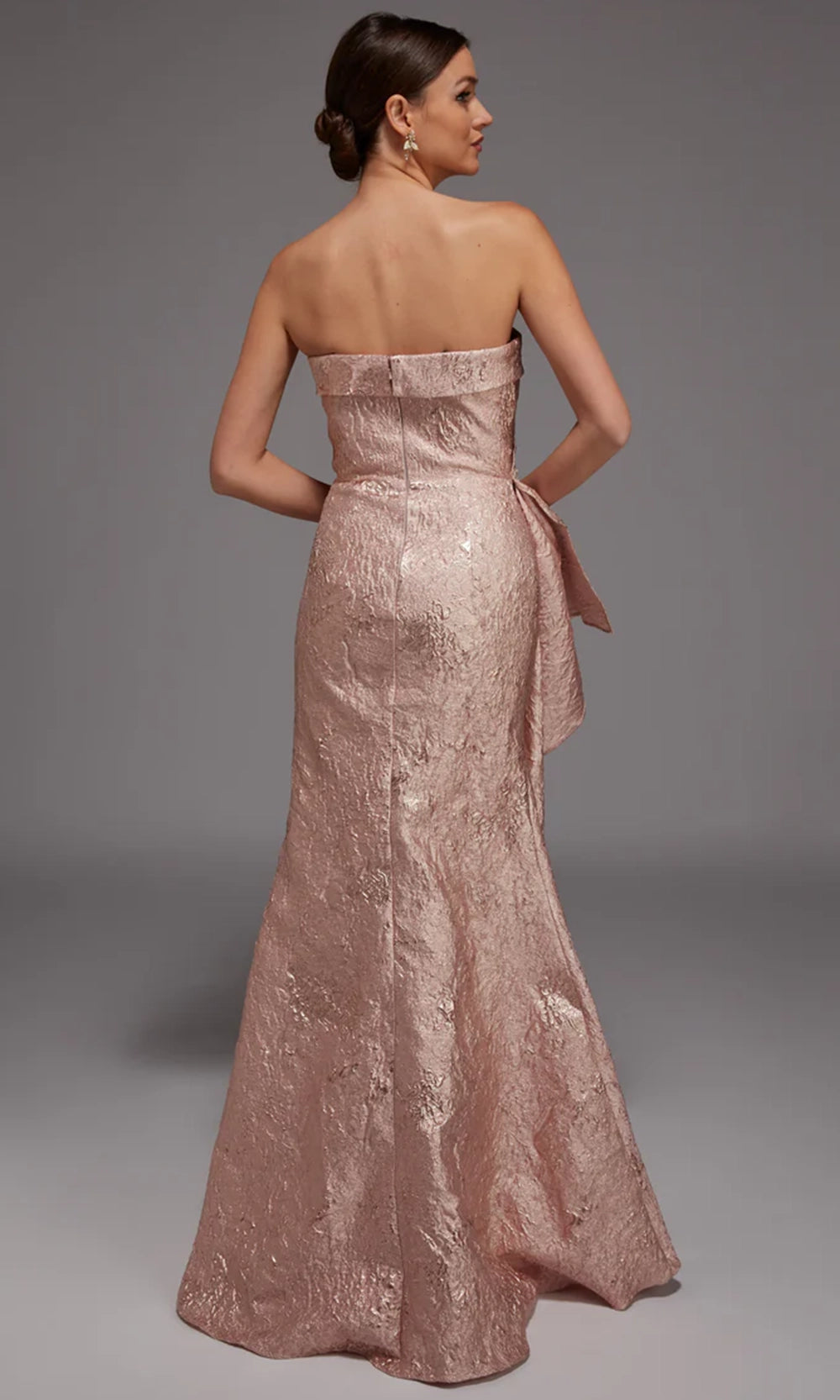 Alyce Paris 27818 - Strapless Jacquard Gown with Peplum Detail - detail view