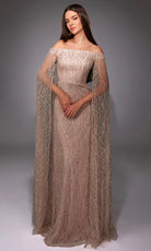 Alyce Paris 27821 - Off Shoulder Gown with Beaded Cape - designer mother of the bride dress at Silhouette Dresses