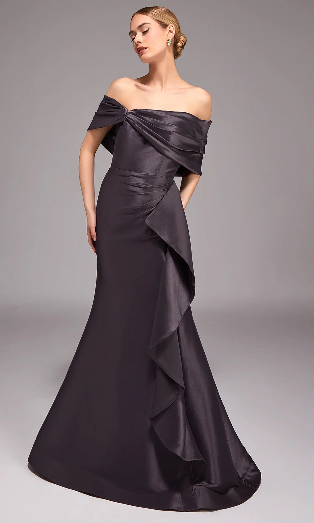 Alyce Paris 27822 - Off Shoulder Draped Skirt Evening Dress - designer mother of the bride dress at Silhouette Dresses