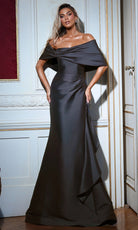 Alyce Paris 27822 - Off Shoulder Draped Skirt Evening Dress - detail view
