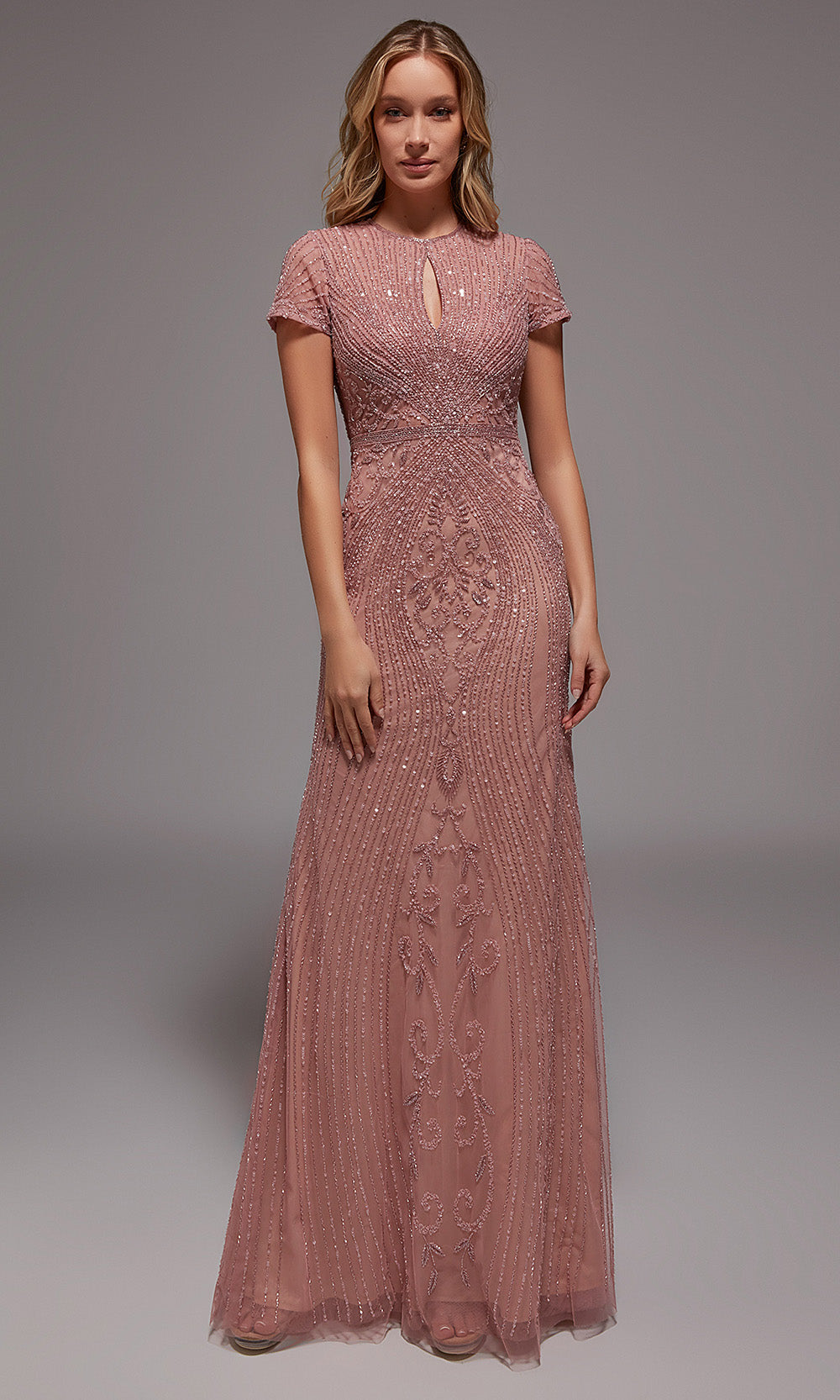 Alyce Paris 27823 - Beaded Illusion Long Sheath Gown - designer formal gown at Silhouette Dresses
