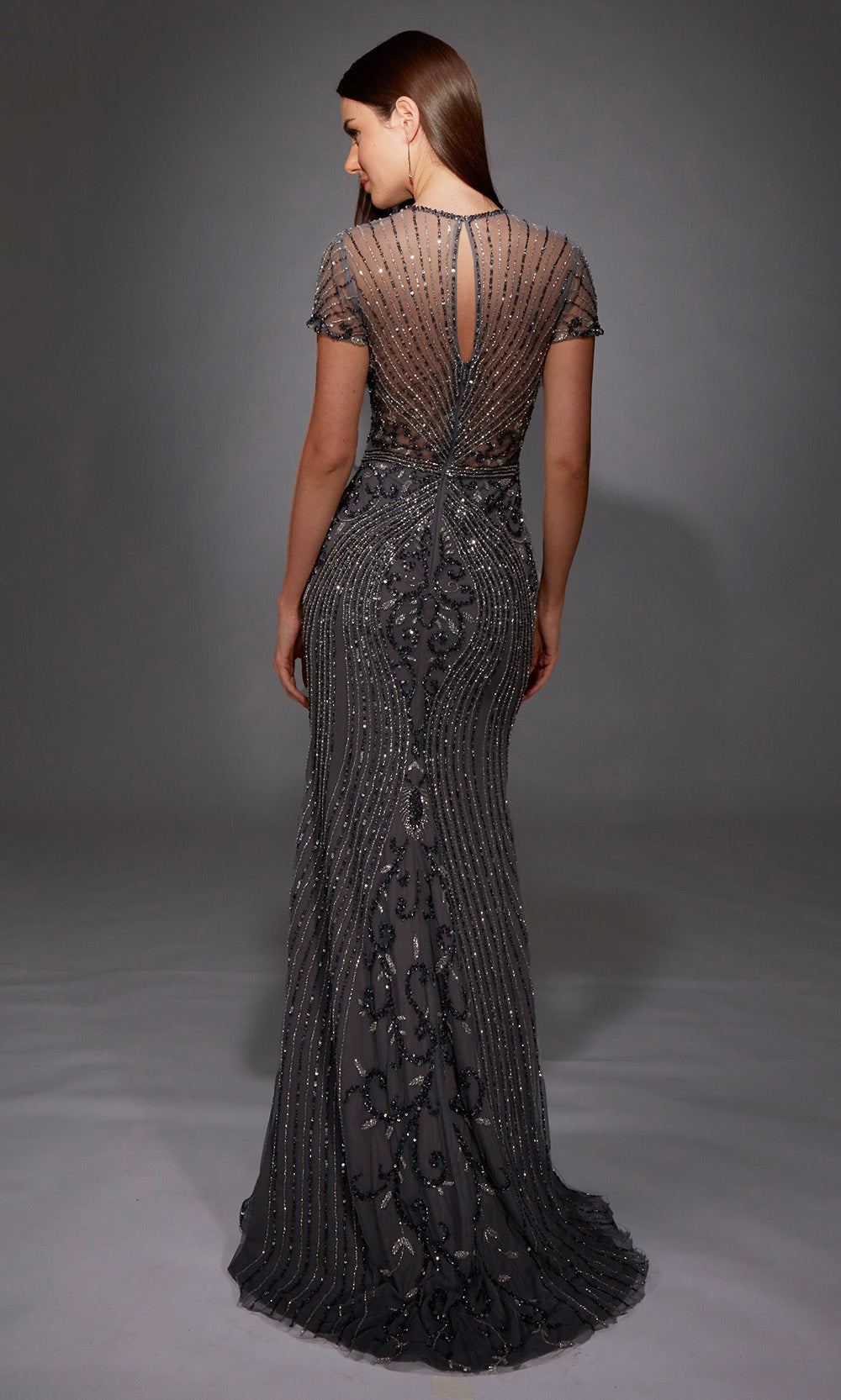 Alyce Paris 27823 - Beaded Illusion Long Sheath Gown - back view