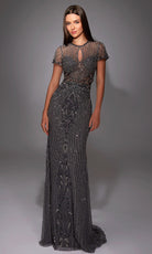 Alyce Paris 27823 - Beaded Illusion Long Sheath Gown - detail view