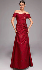 Alyce Paris 27828 - Off Shoulder Jacquard A-Line Gown - detail view