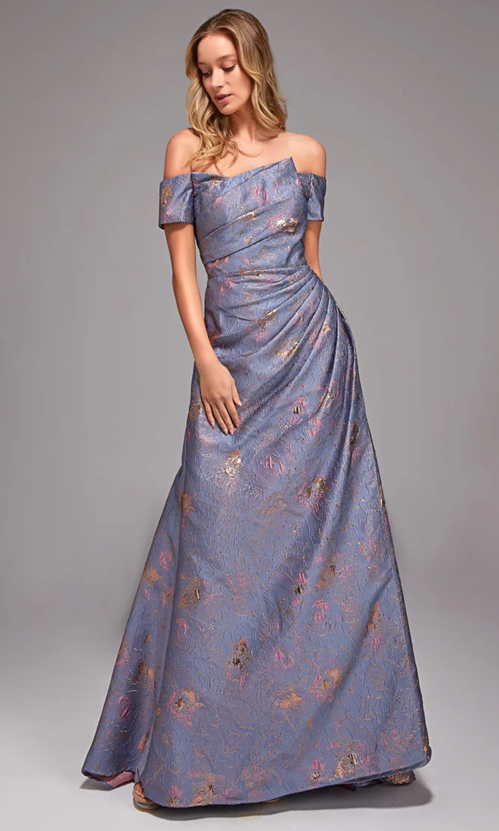 Alyce Paris 27828 - Off-Shoulder Jacquard A-Line - designer mother of the bride dress at Silhouette Dresses